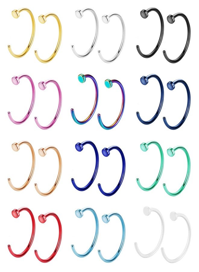 NICEIGHT 18G Stainless Steel Nose Rings Hoop for Women Men Nose Piercing Cartilage Earrings Hoop Helix Lip Piercing Jewelry Set 8mm - Image 1
